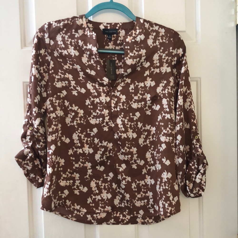 The Limited XS brown floral blouse